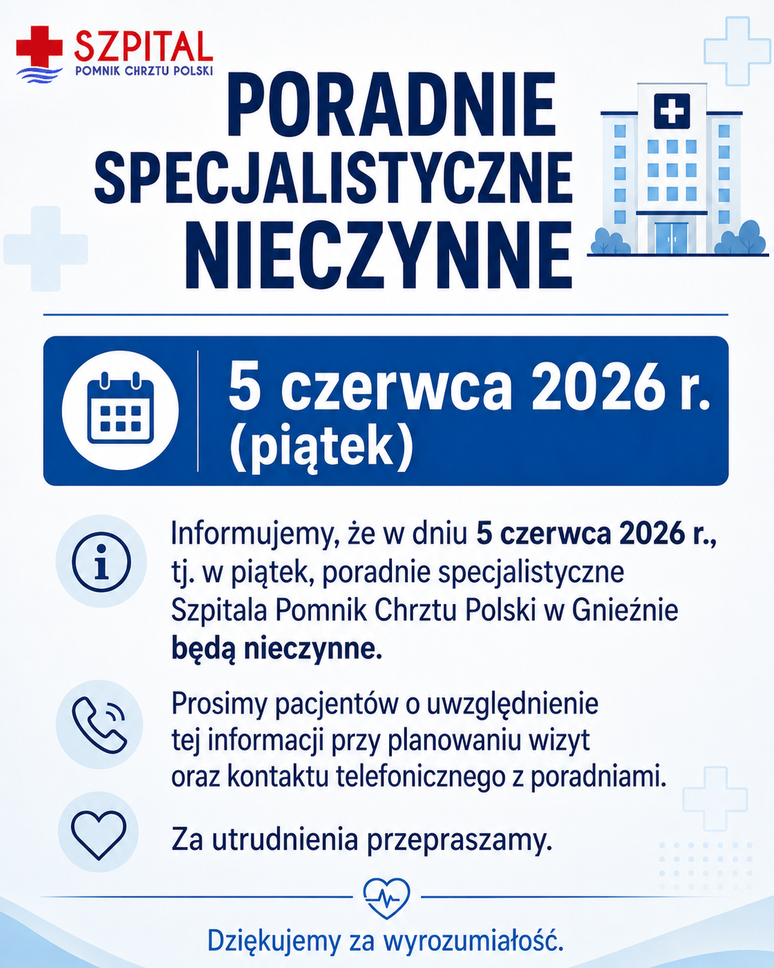 Komunikat dot. funkcjonowania poradni w dniu 5 czerwca br.